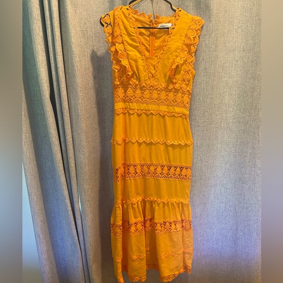 Orange 🍊 Midi Embroidered Dress - Picture 5 of 9